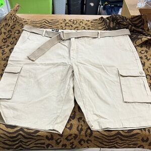 Galaxy By Harvic Beige Cargo Shorts with Belt